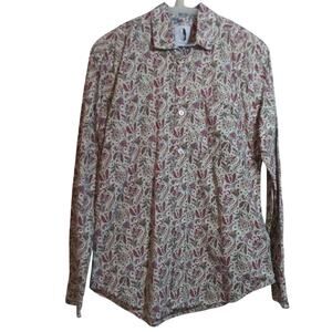 Socrates Bali Blush Men's Paisley Cotton Poplin Long Sleeve Button Up Shirt Sz S